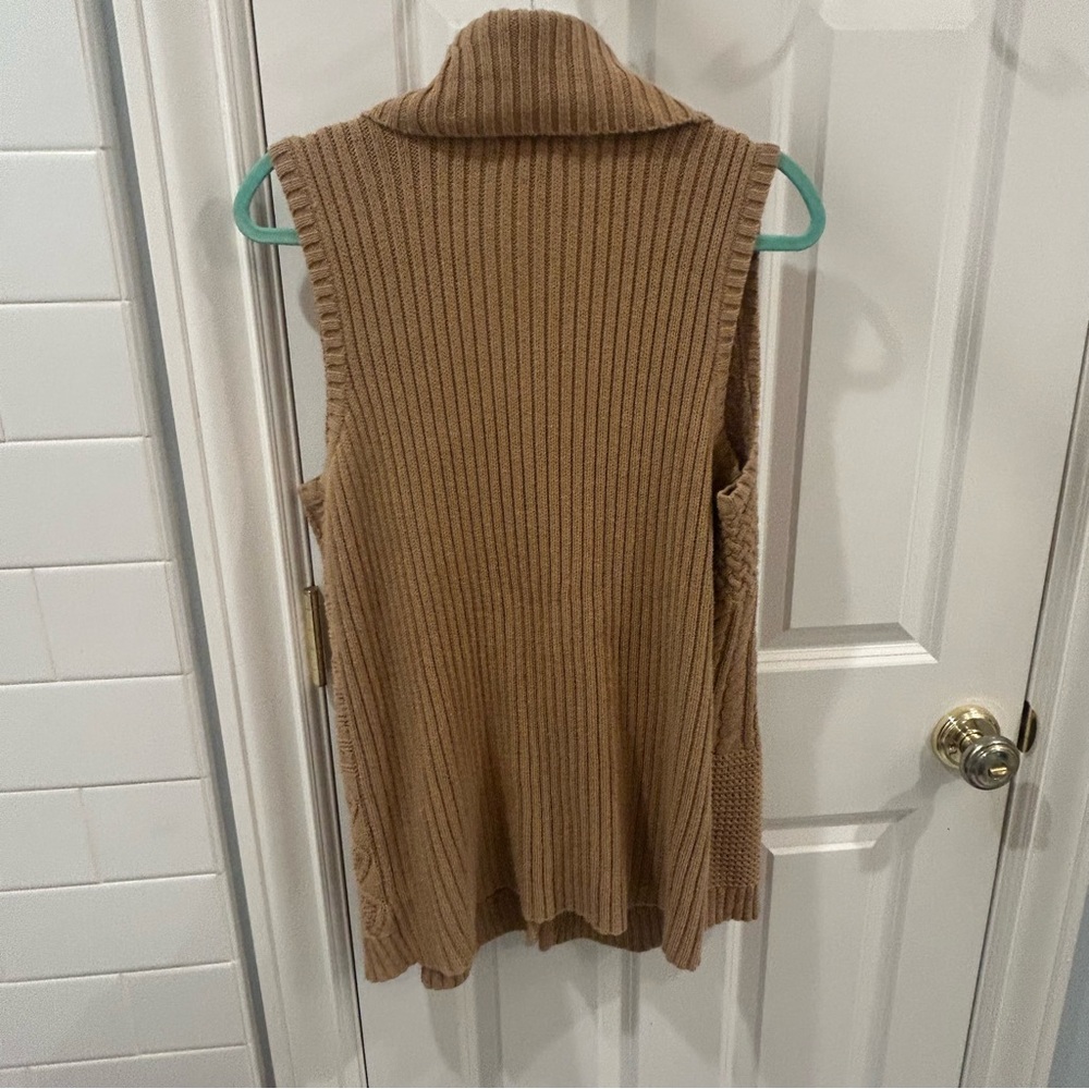 Lauren Ralph Lauren Tan Surplice Cable Knit Sweater Vest Buckle XXL - Picture 8 of 13